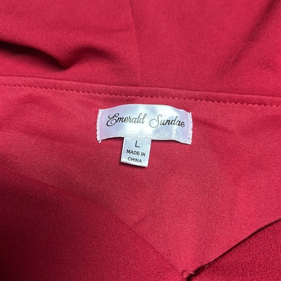 Formal high low Dress with off shoulder, frontal split and waist tie belt. - Picture 3 of 5